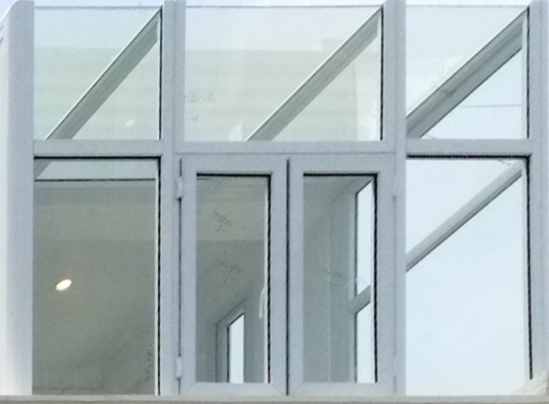 white panel glass windows
